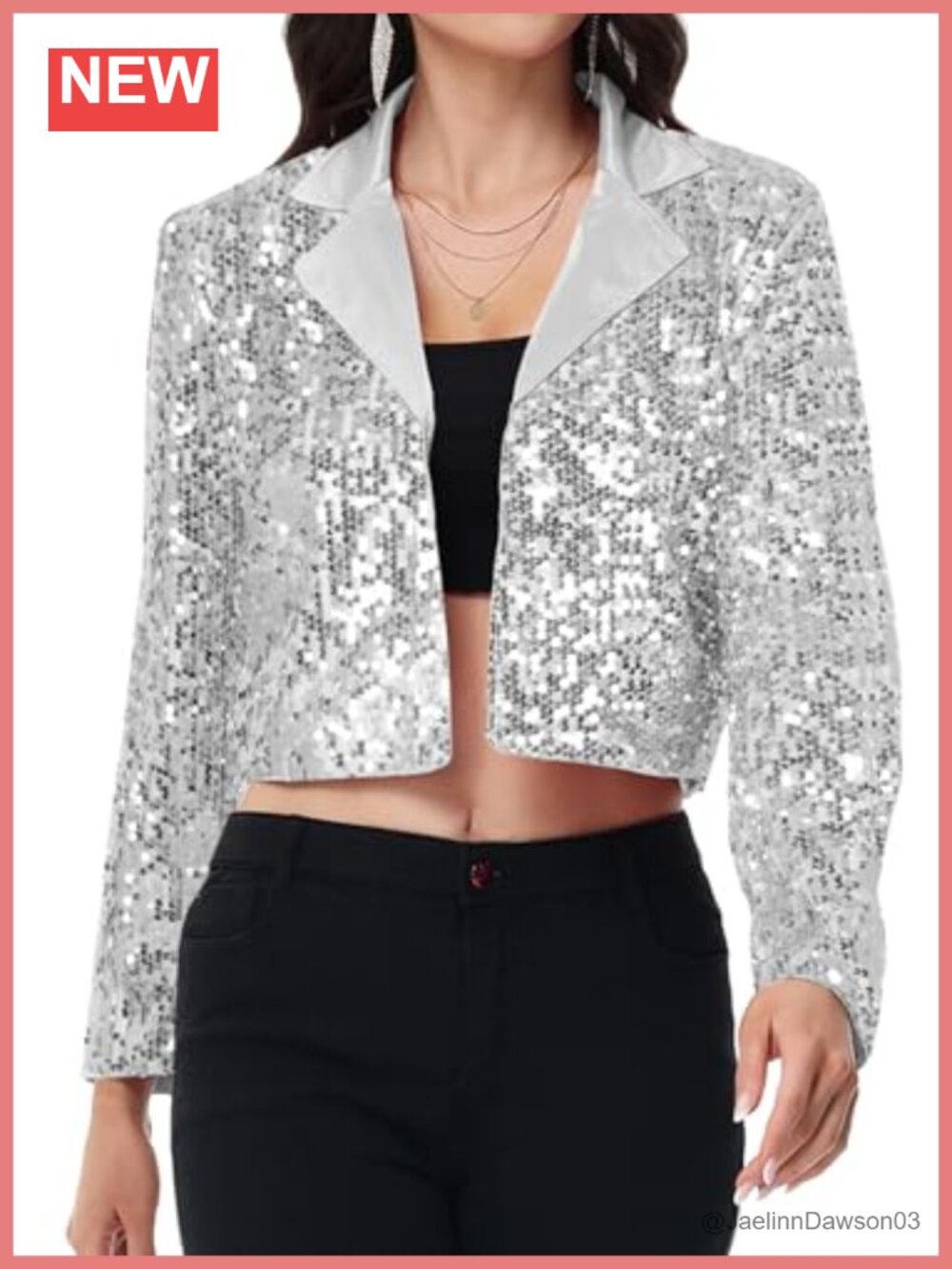 Sparkly Crop Sequin Blazer Long Sleeve Party Club Cardigan